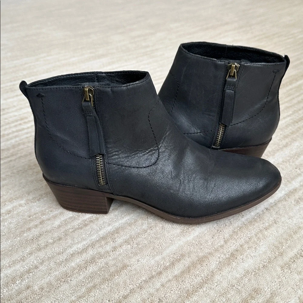 EUC Lucky Brand Blandre Ankle Boots Booties Leather Black Size 8.5